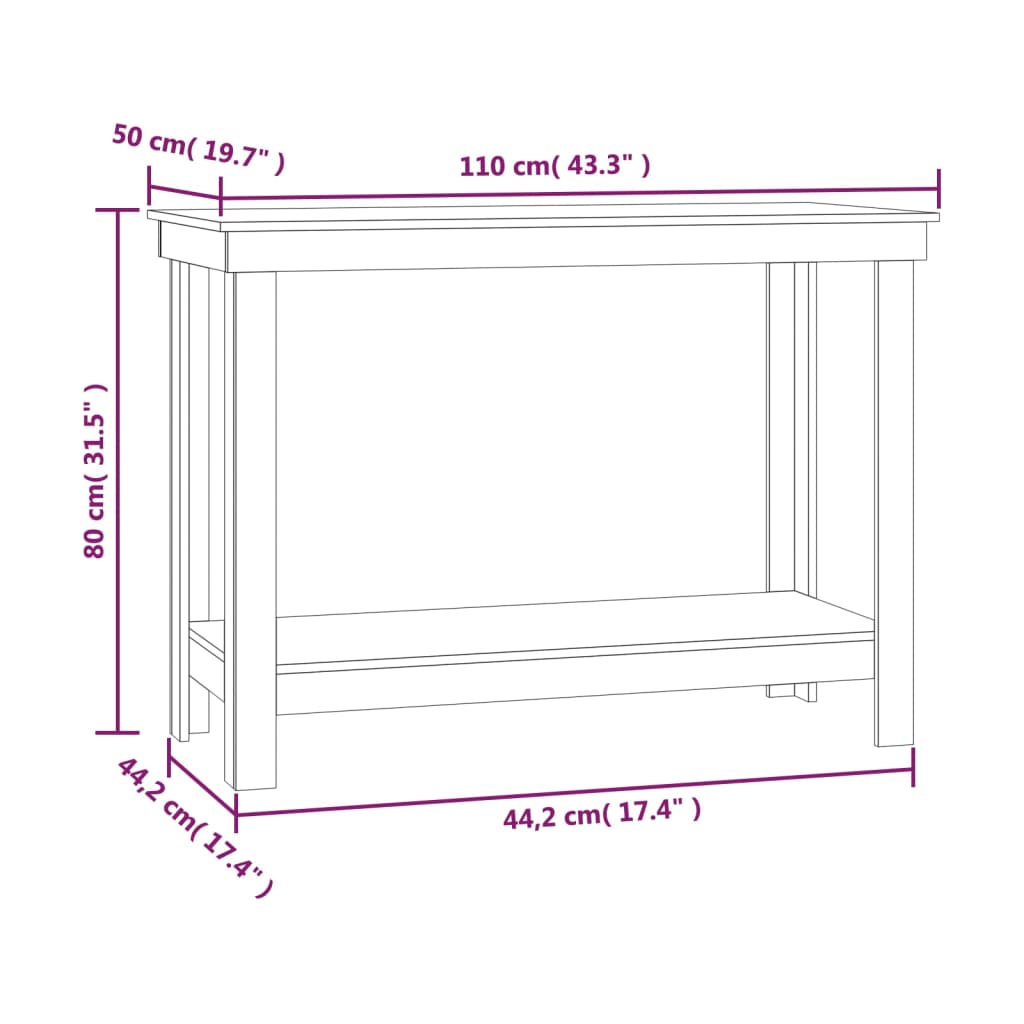 arbejdsbord 110x50x80 cm massivt fyrretræ hvid