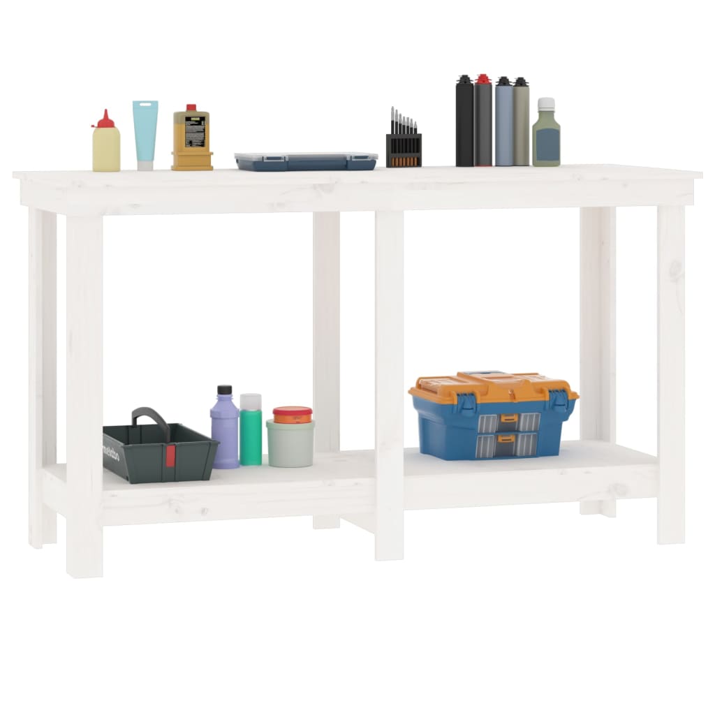 arbejdsbord 140x50x80 cm massivt fyrretræ hvid
