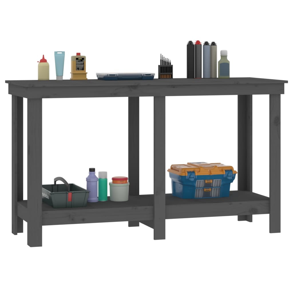 arbejdsbord 140x50x80 cm massivt fyrretræ grå