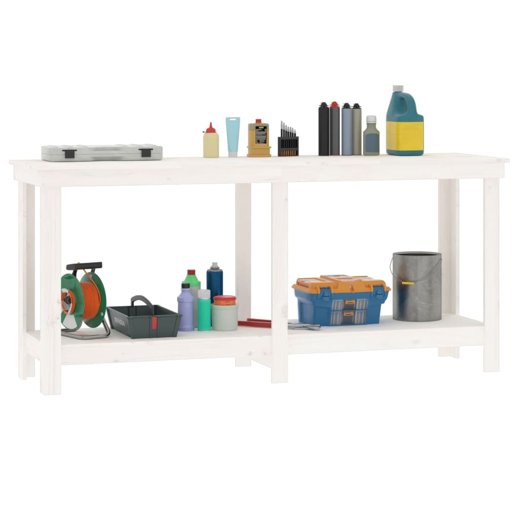 arbejdsbord 180x50x80 cm massivt fyrretræ hvid