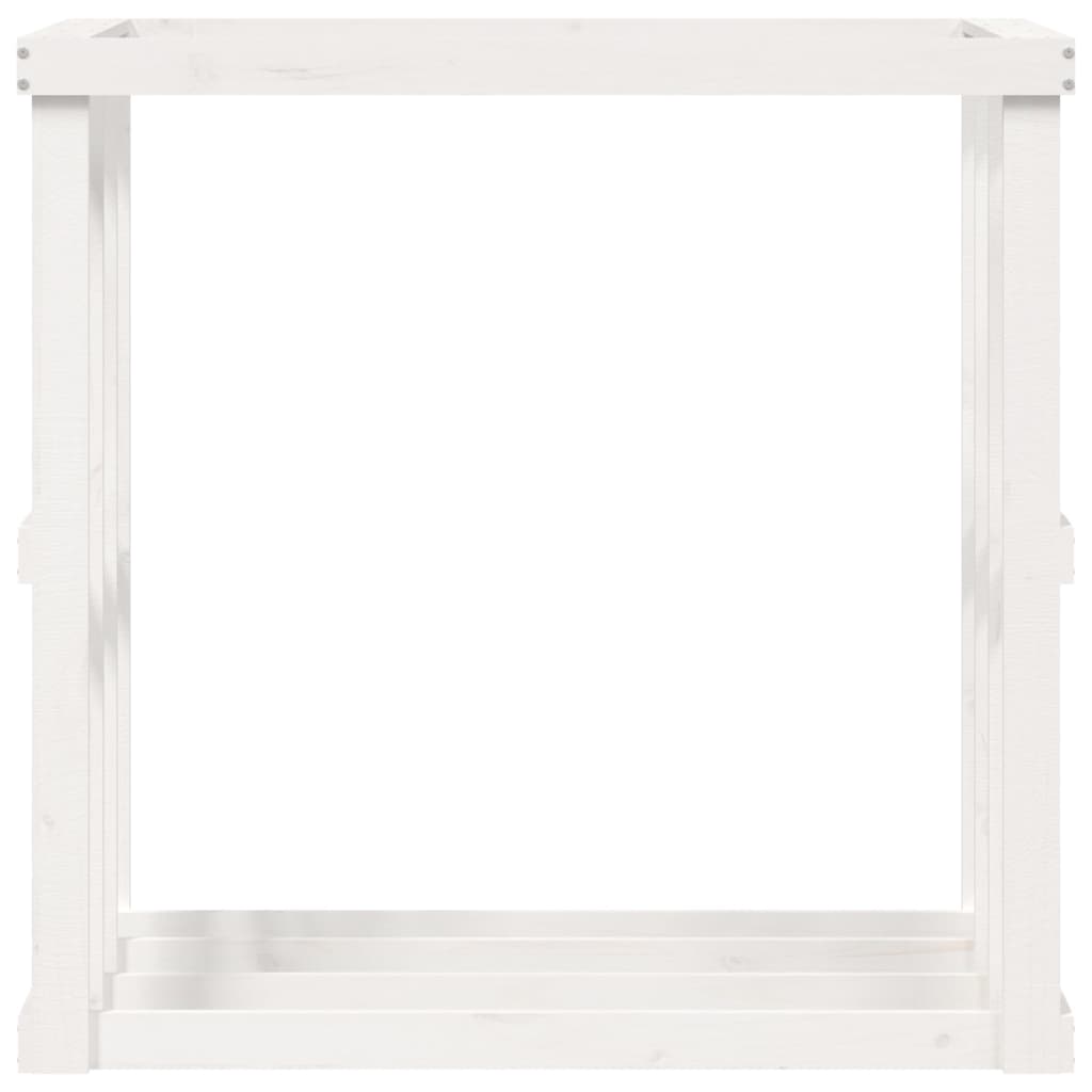 udendørs brændestativ 108x52x106 cm massivt fyrretræ hvid