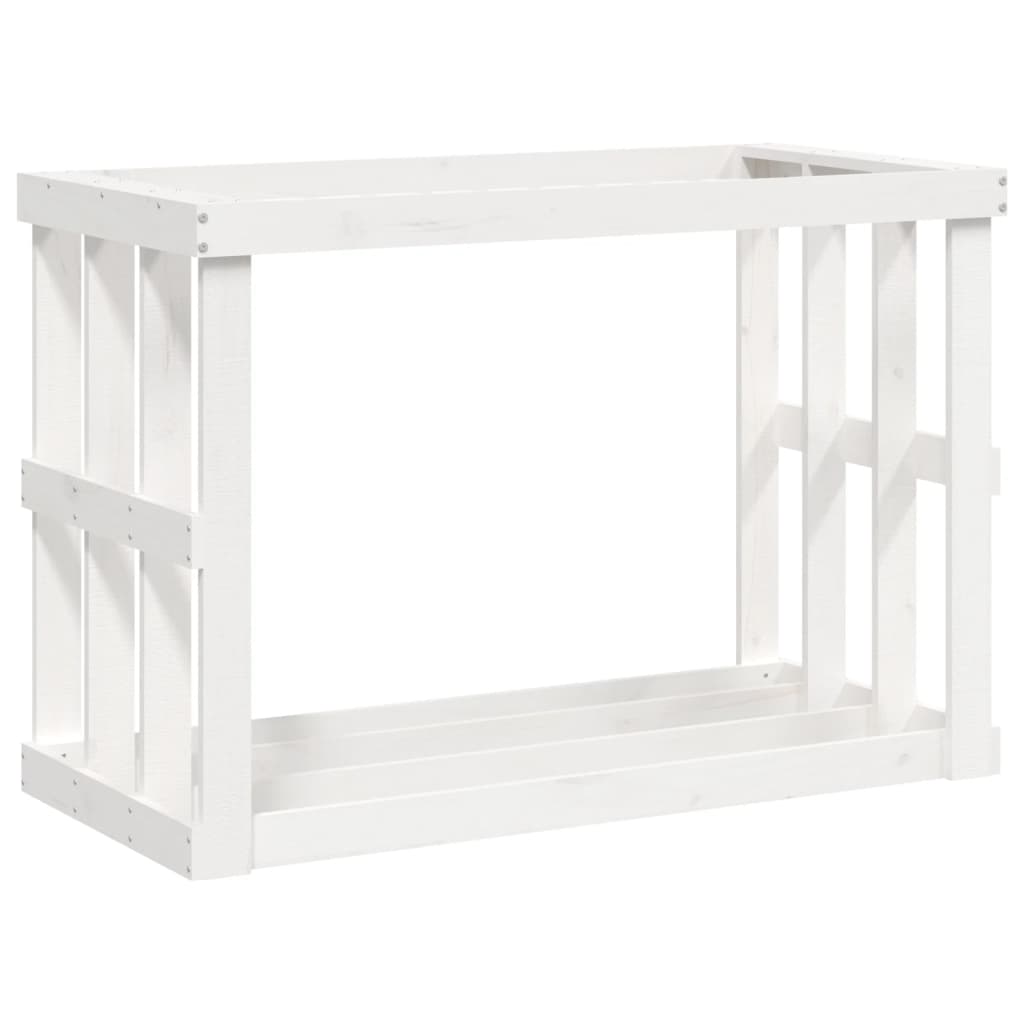 udendørs brændestativ 108x52x74 cm massivt fyrretræ hvid