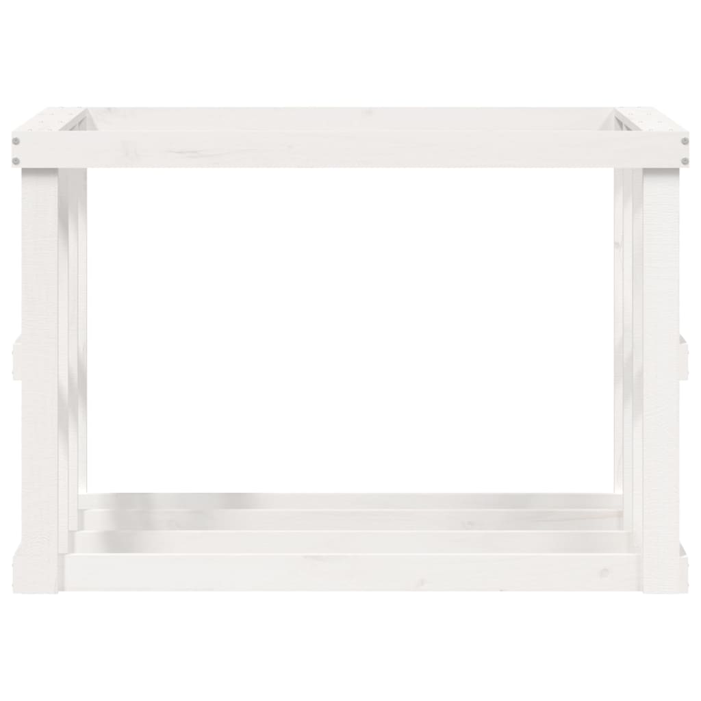 udendørs brændestativ 108x52x74 cm massivt fyrretræ hvid