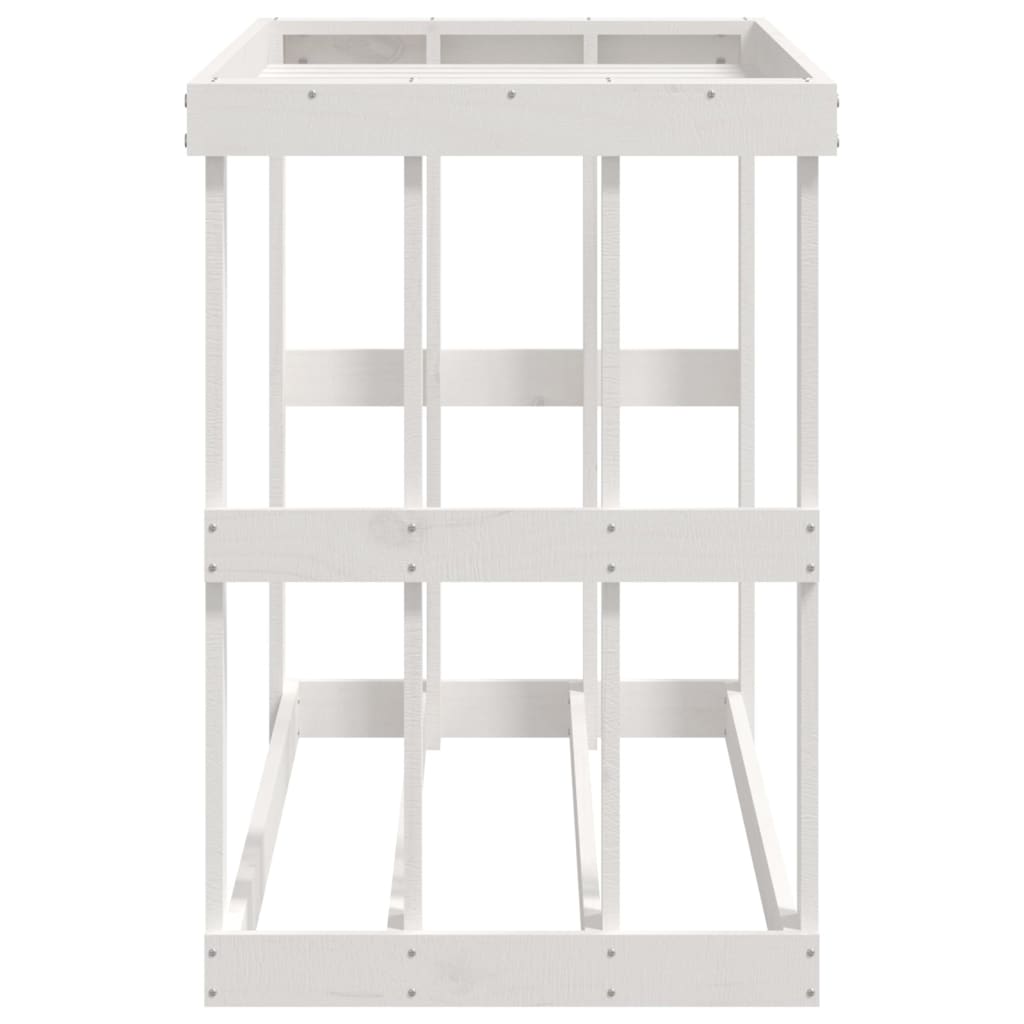 udendørs brændestativ 108x52x74 cm massivt fyrretræ hvid
