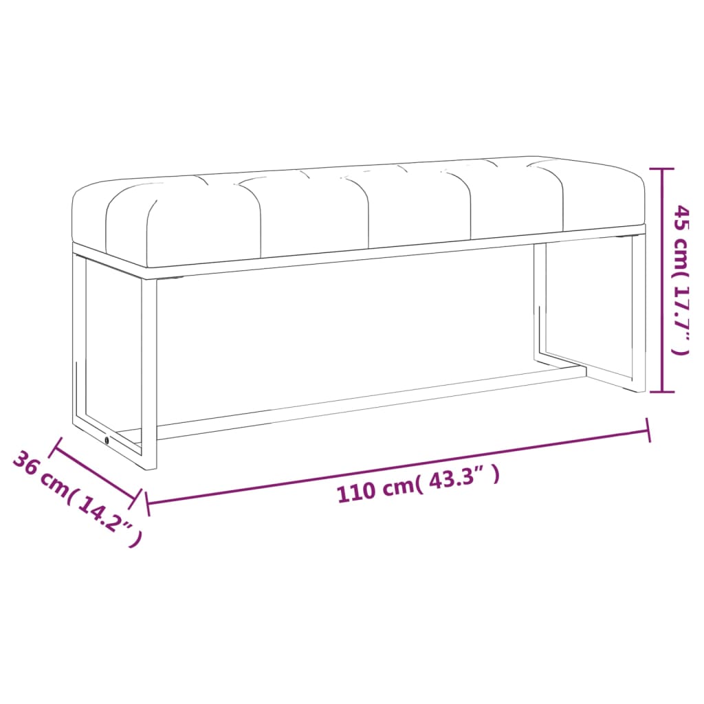 bænk 110x36x45 cm velour sennepsgul