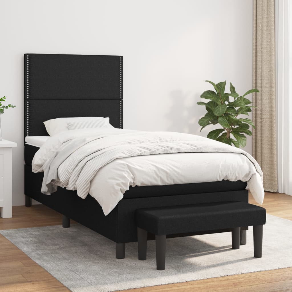 kontinentalseng med madras 80x200 cm stof sort
