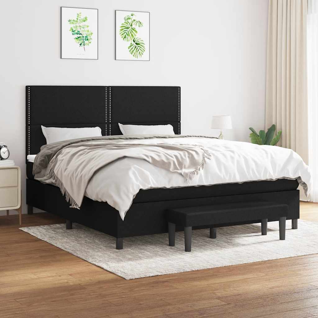 kontinentalseng med madras 160x200 cm stof sort