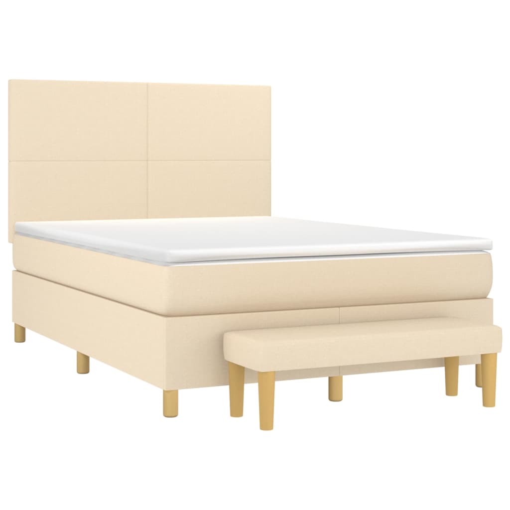 kontinentalseng med madras 140x190 cm stof cremefarvet