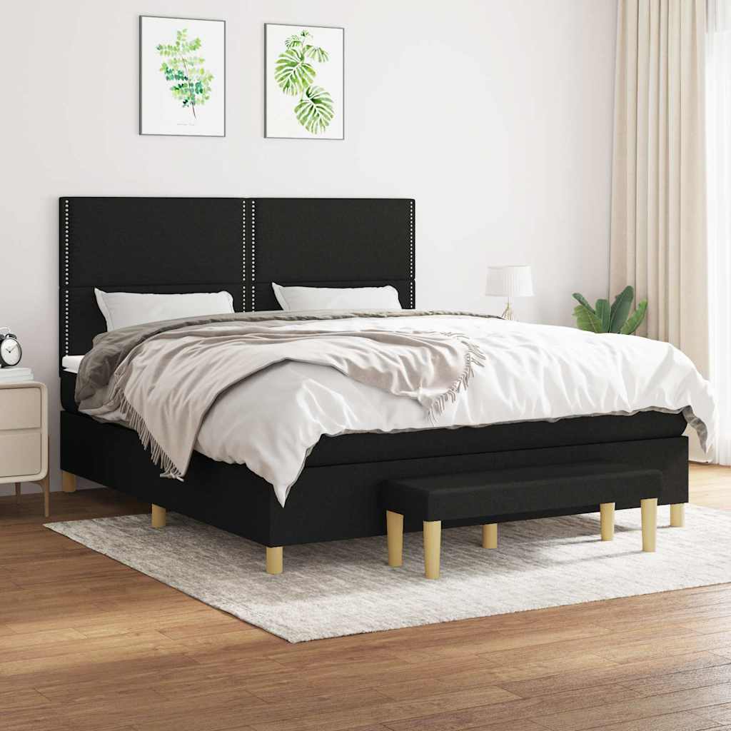kontinentalseng med madras 160x200 cm stof sort