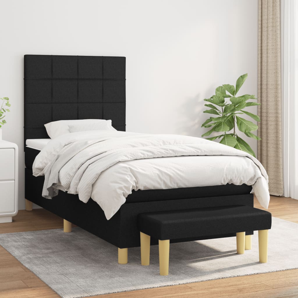 kontinentalseng med madras 100x200 cm stof sort