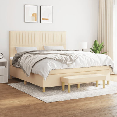 kontinentalseng med madras 160x200 cm stof cremefarvet