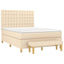 kontinentalseng med madras 140x190 cm stof cremefarvet