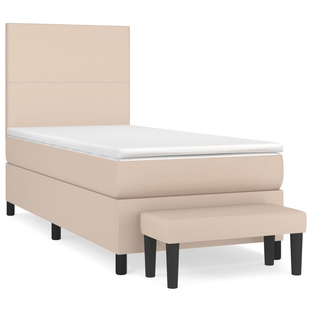 kontinentalseng 80x200 cm kunstlæder cappuccinofarvet