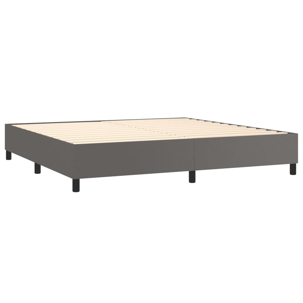 kontinentalseng med madras 200x200 cm kunstlæder grå