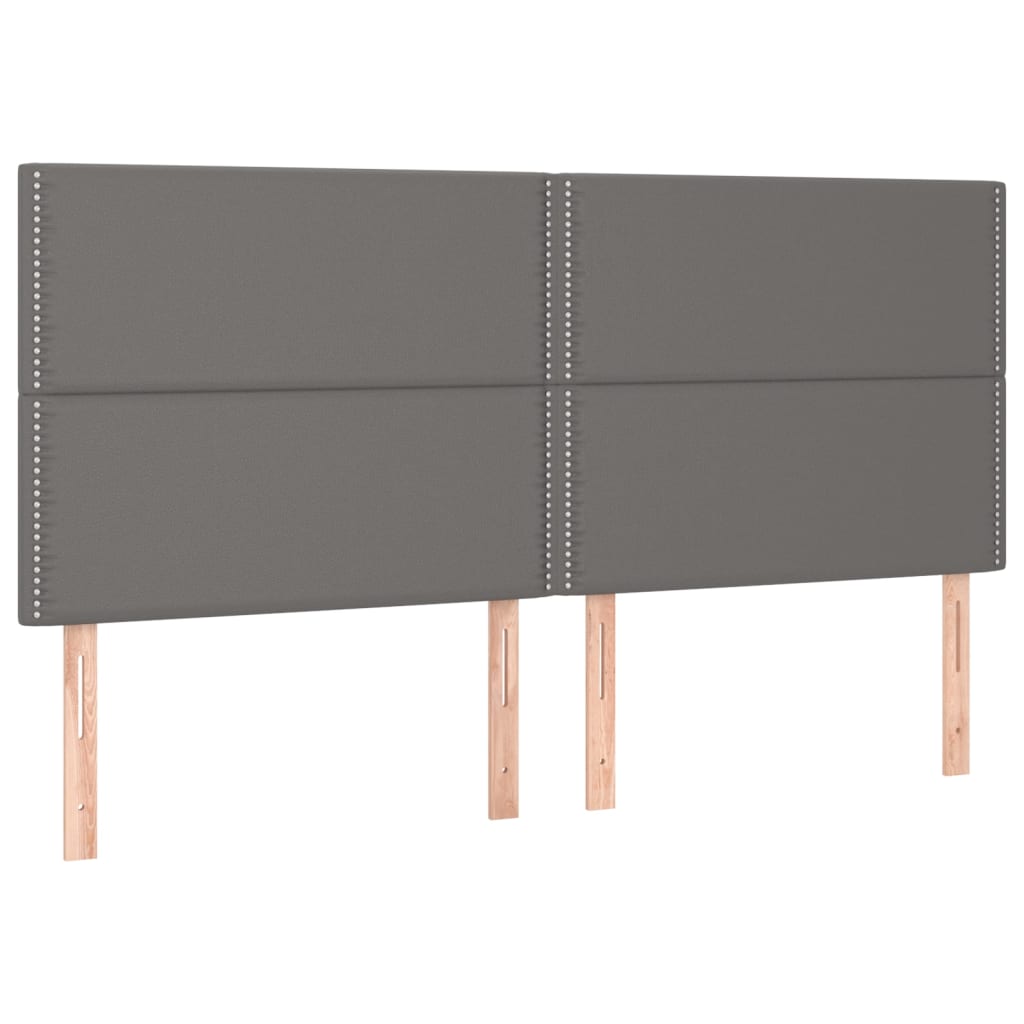 kontinentalseng med madras 200x200 cm kunstlæder grå