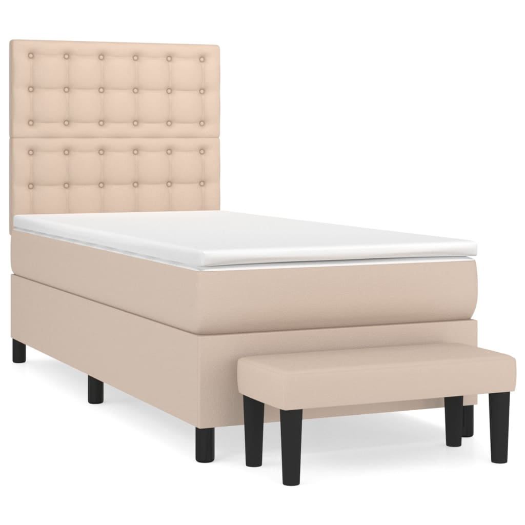 kontinentalseng 80x200 cm kunstlæder cappuccinofarvet