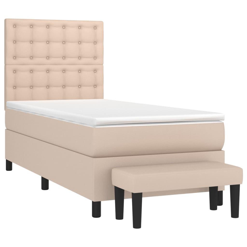 kontinentalseng 80x200 cm kunstlæder cappuccinofarvet