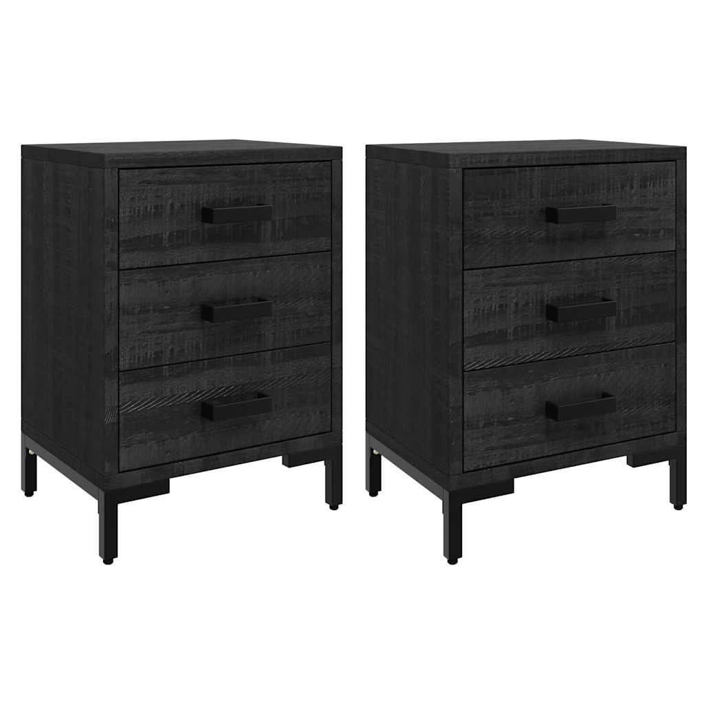 sengeborde 2 stk. 40x30x55 cm massivt fyrretræ sort