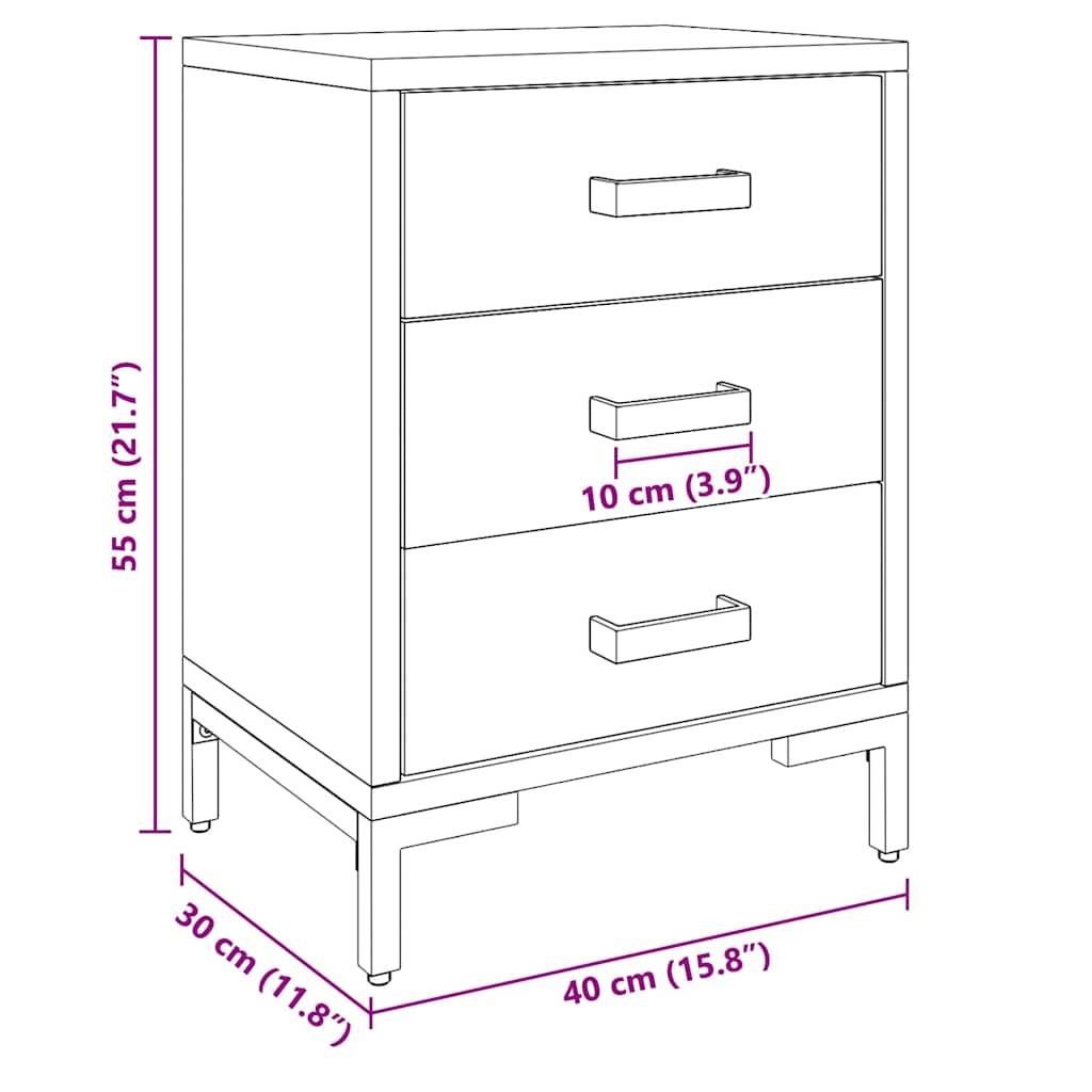 sengeborde 2 stk. 40x30x55 cm massivt fyrretræ sort