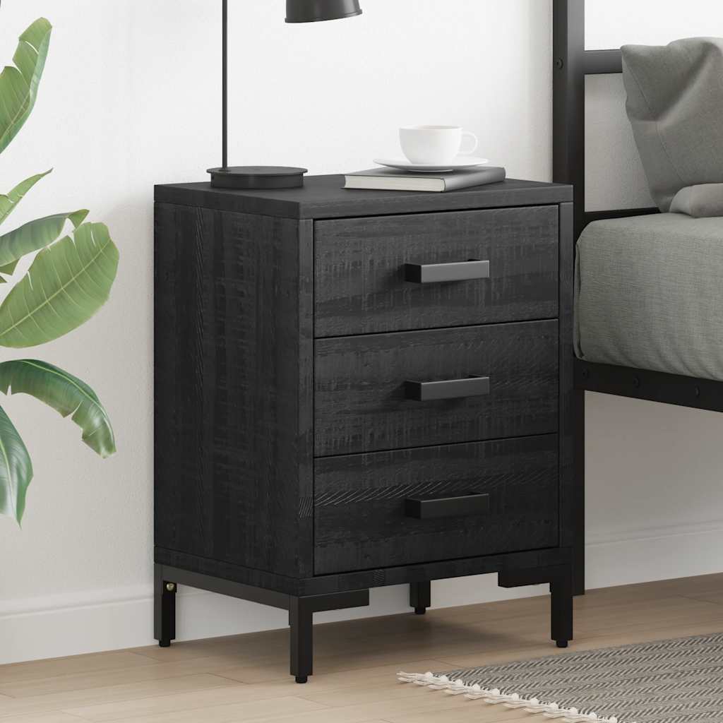 sengeborde 2 stk. 40x30x55 cm massivt fyrretræ sort