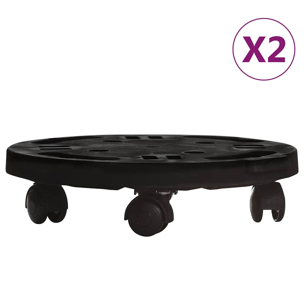 plantevogne 2 stk. med hjul 170 kg diam. 30 cm sort