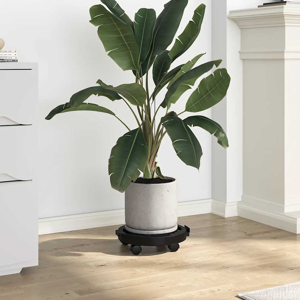 plantevogne 3 stk. med hjul 170 kg diam. 30 cm sort
