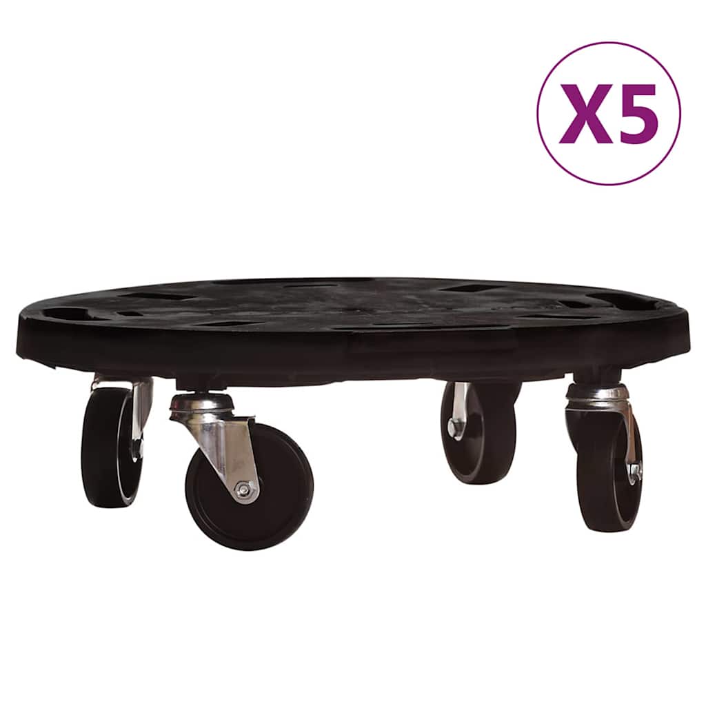 plantevogne 5 stk. med hjul 275 kg diam. 40 cm sort