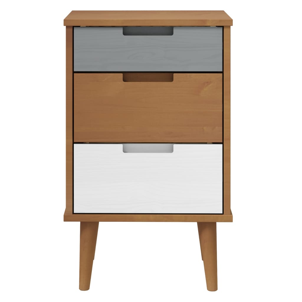 sengebord MOLDE 40x35x65 cm massivt fyrretræ gyldenbrun