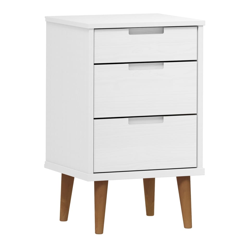 sengebord MOLDE 40x35x65 cm massivt fyrretræ hvid