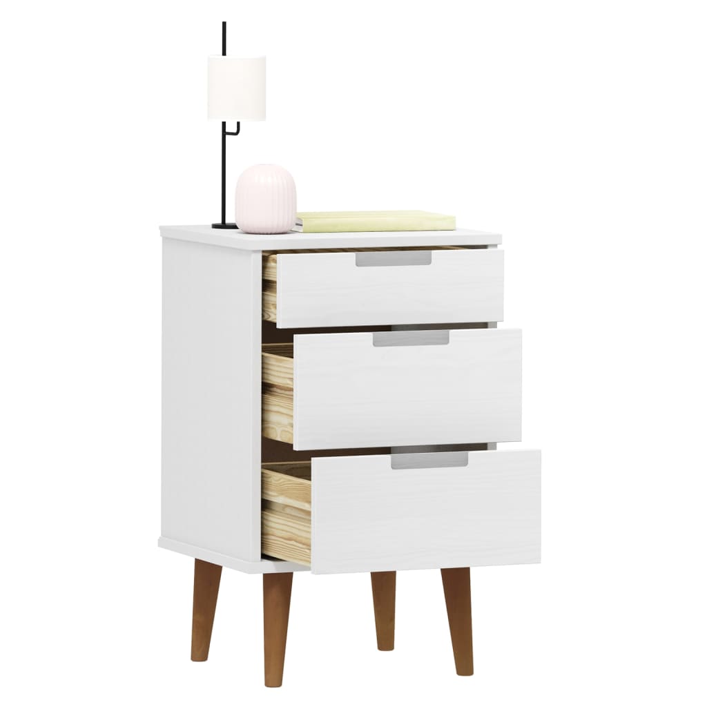 sengebord MOLDE 40x35x65 cm massivt fyrretræ hvid