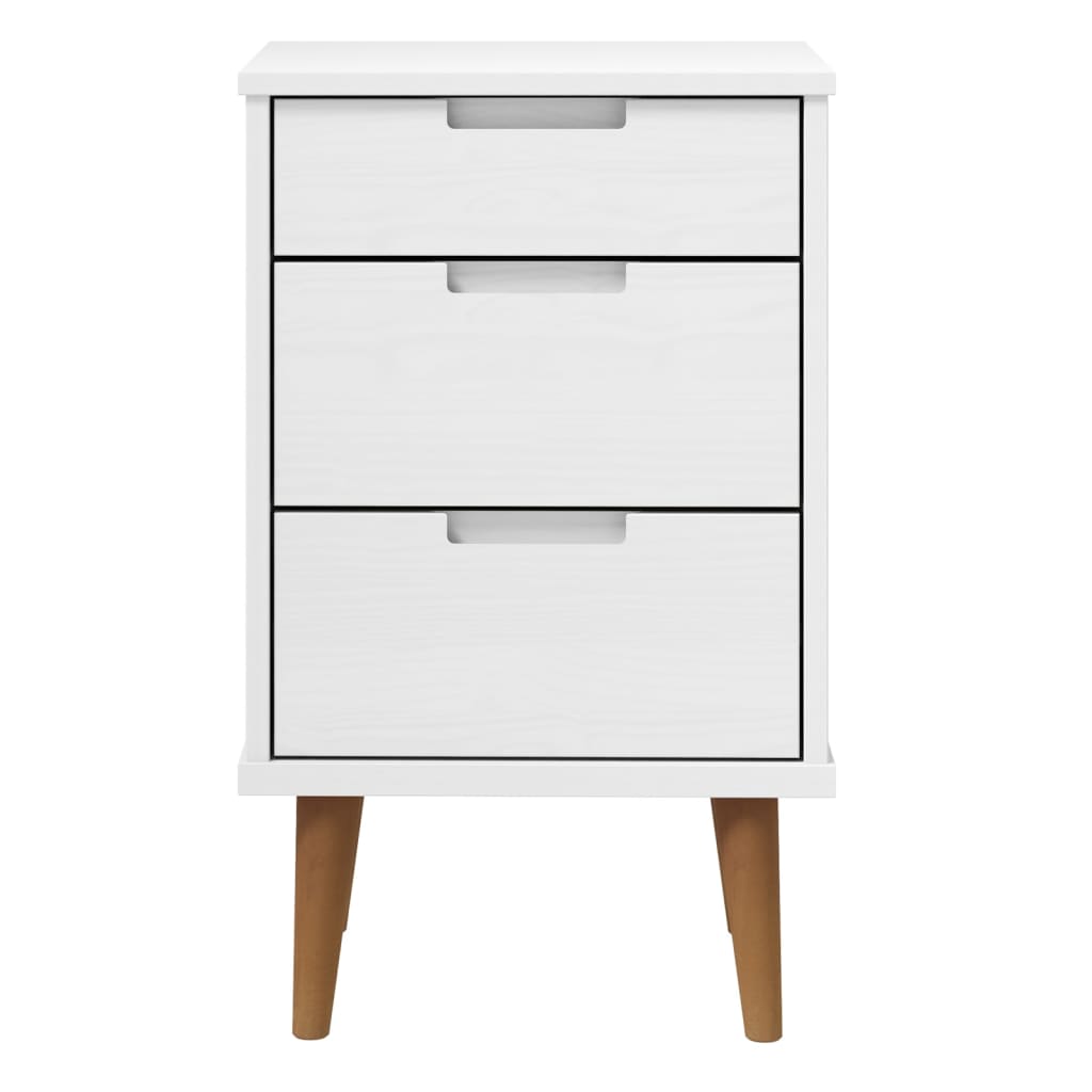 sengebord MOLDE 40x35x65 cm massivt fyrretræ hvid