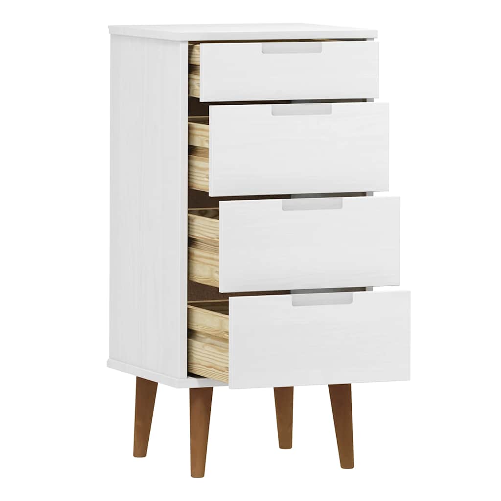kommode MOLDE 40x35x82 cm massivt fyrretræ hvid