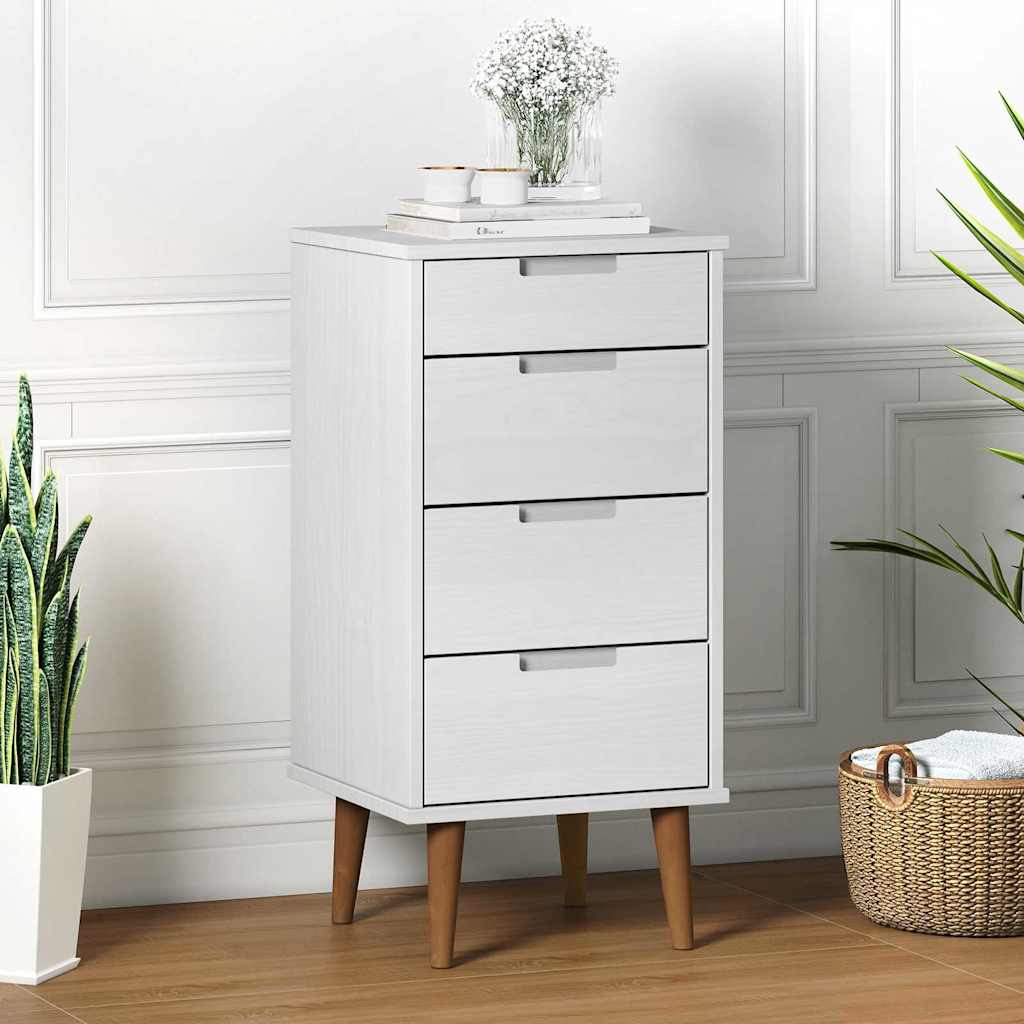 kommode MOLDE 40x35x82 cm massivt fyrretræ hvid