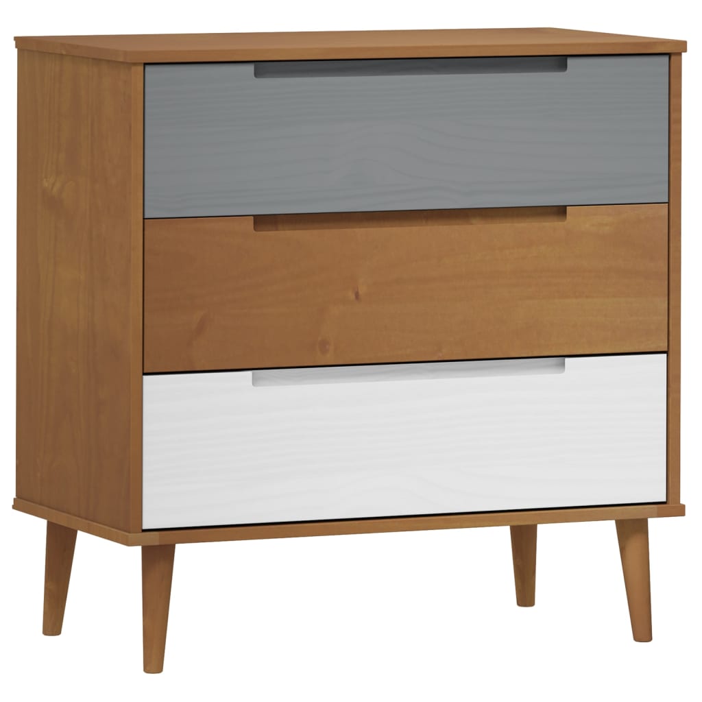 kommode MOLDE 80x40x80 cm massivt fyrretræ brun