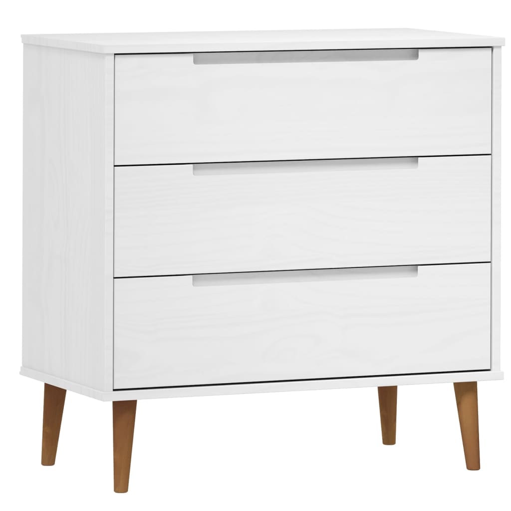 kommode MOLDE 80x40x80 cm massivt fyrretræ hvid