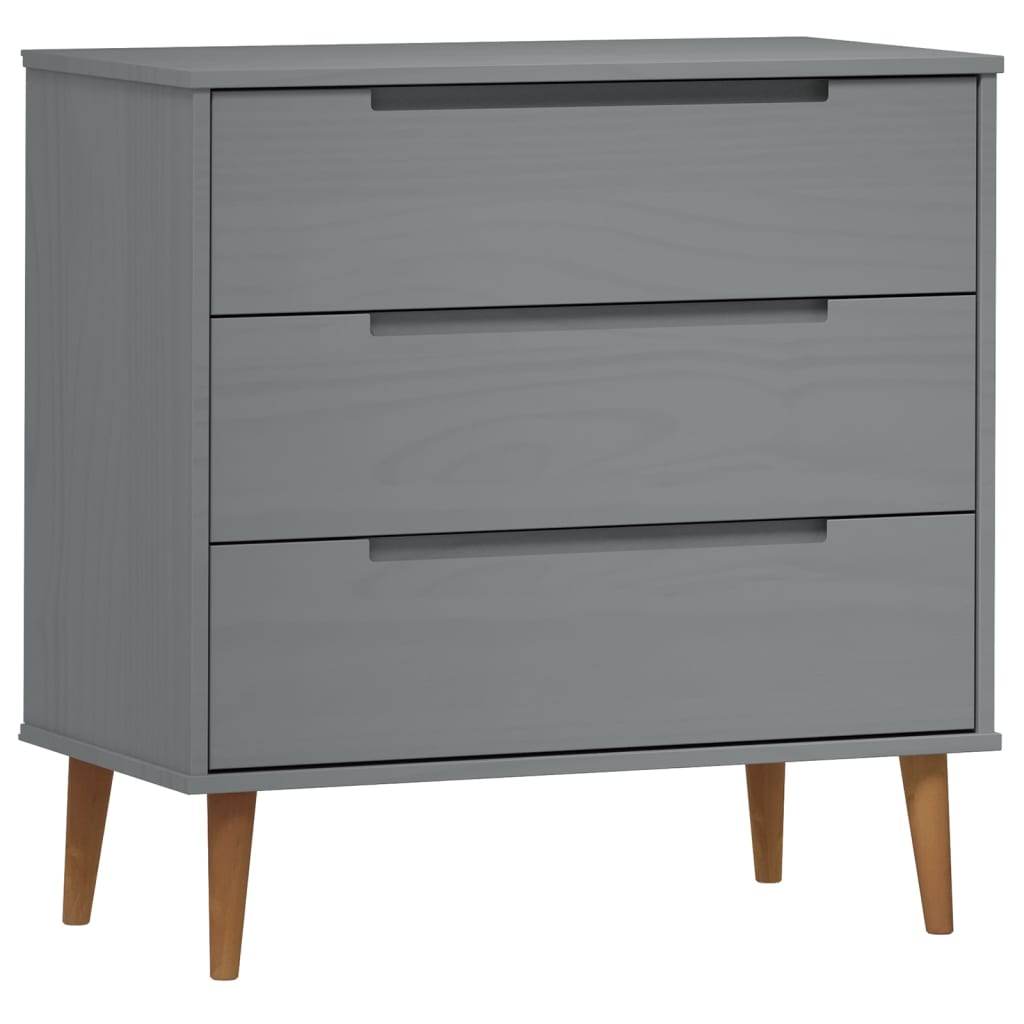 kommode MOLDE 80x40x80 cm massivt fyrretræ grå