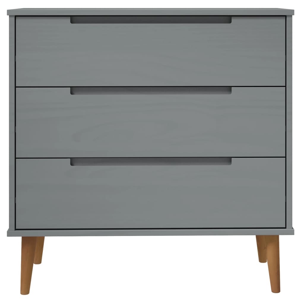kommode MOLDE 80x40x80 cm massivt fyrretræ grå