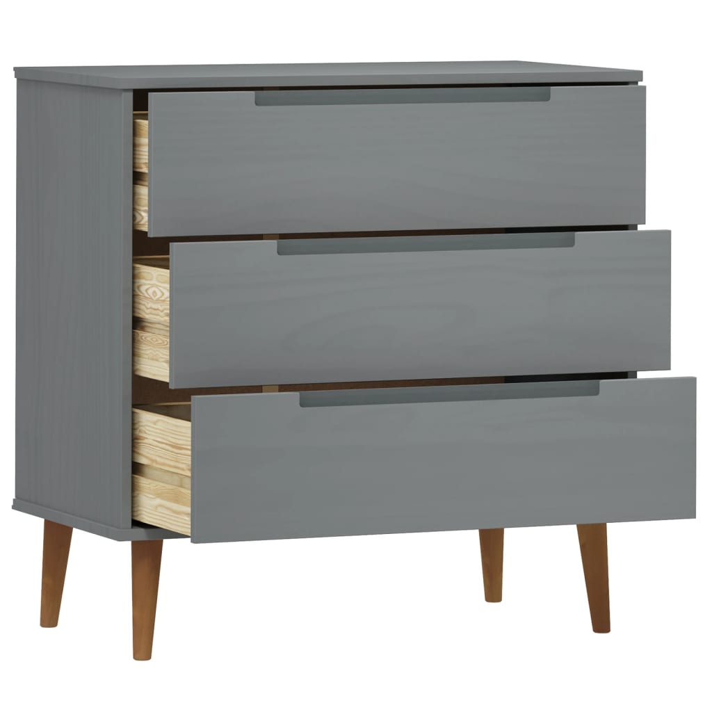 kommode MOLDE 80x40x80 cm massivt fyrretræ grå