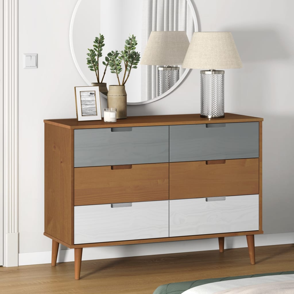 sengebord MOLDE 113x40x80 cm massivt fyrretræ brun