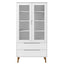 vitrineskab MOLDE 90x35x175 cm massivt fyrretræ hvid