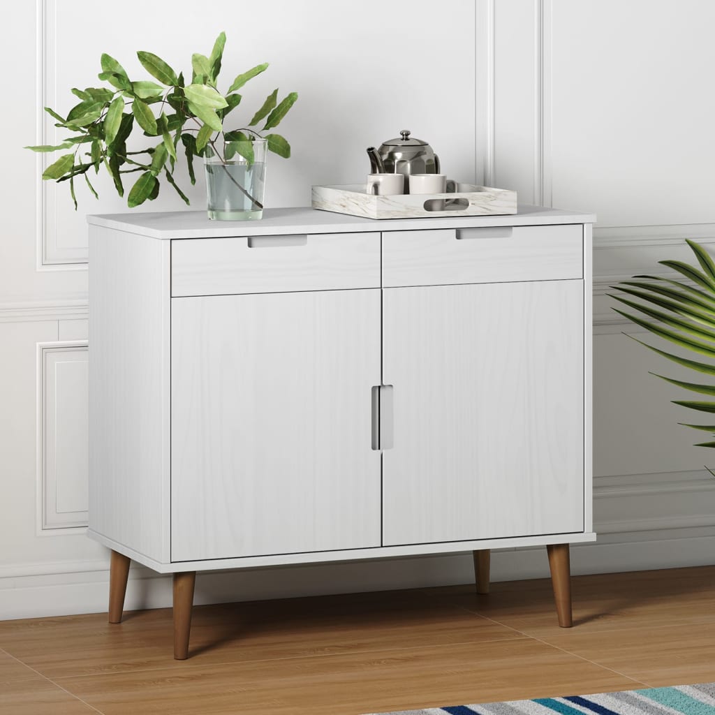 skænk MOLDE 90x40x80 cm massivt fyrretræ hvid