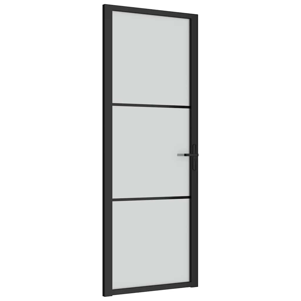 dør 76x201,5 cm mat glas og aluminium sort