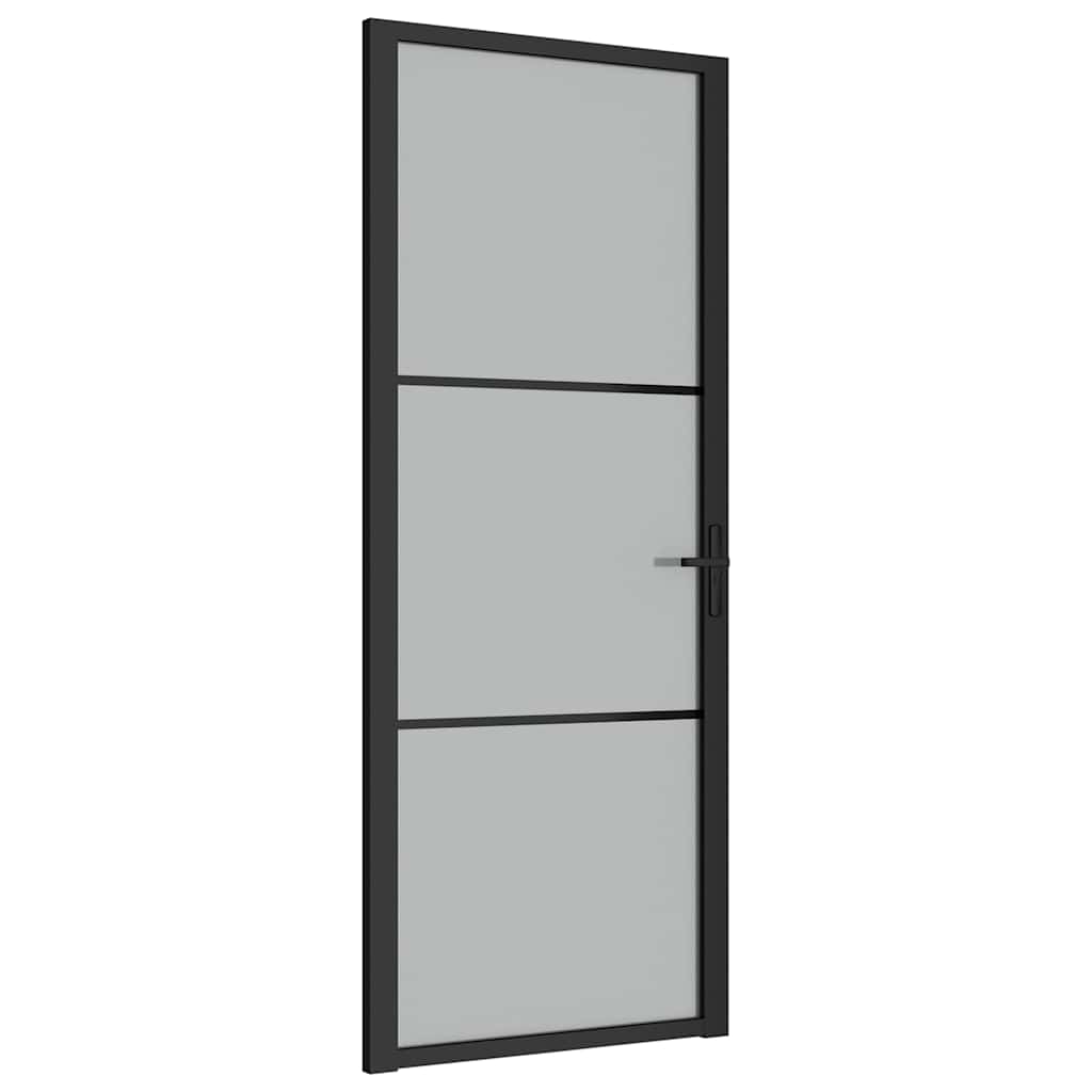dør 83x201,5 cm mat glas og aluminium sort