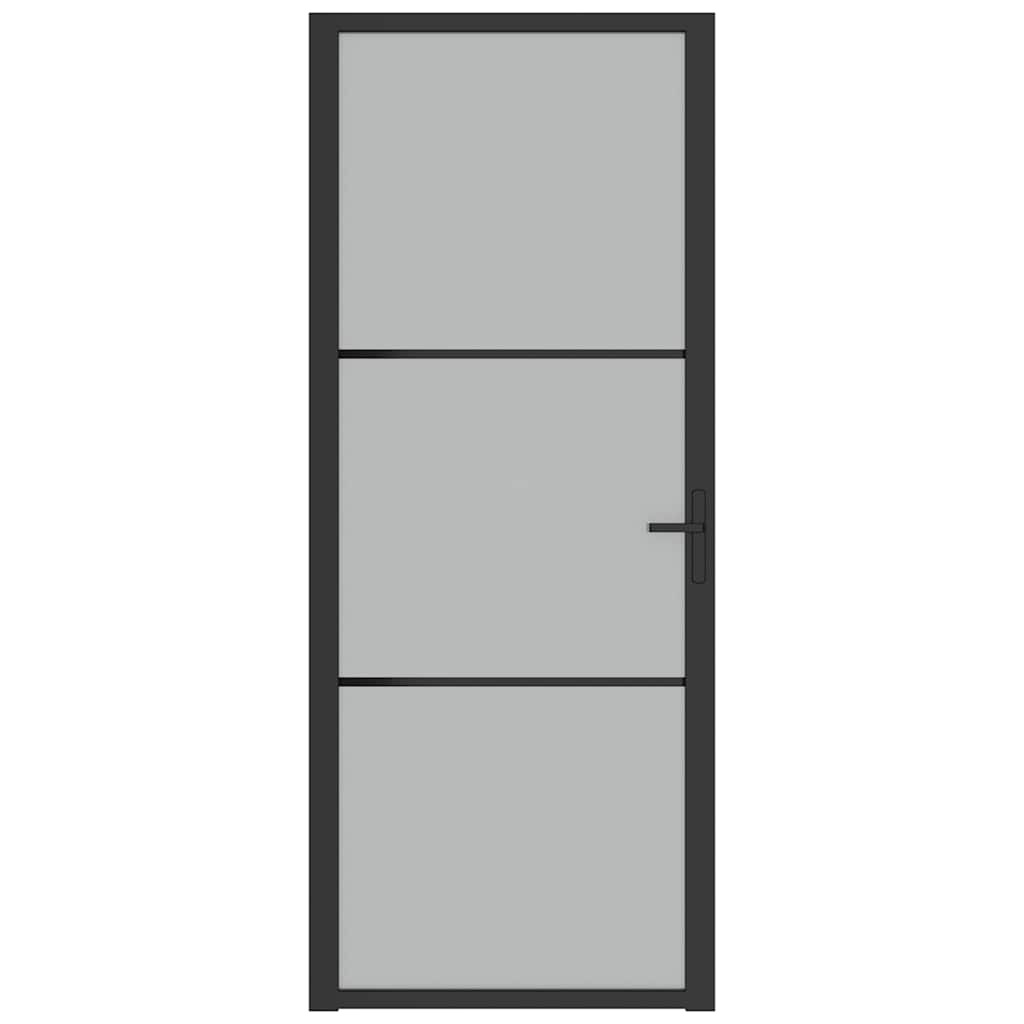 dør 83x201,5 cm mat glas og aluminium sort