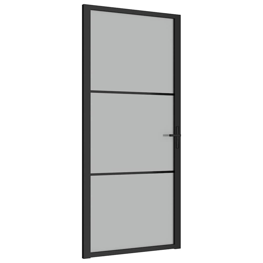 dør 93x201,5 cm sikkerhedsglas mat glas og aluminium sort
