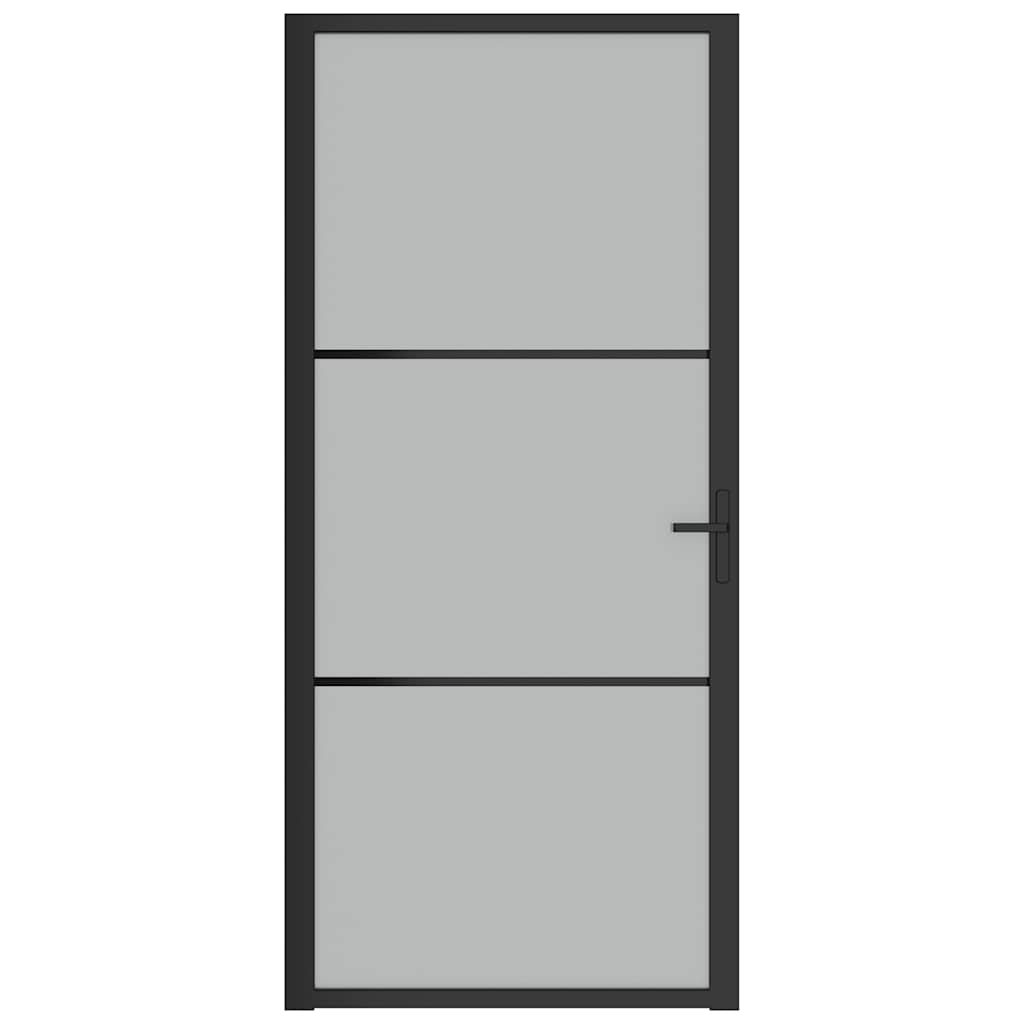 dør 93x201,5 cm sikkerhedsglas mat glas og aluminium sort