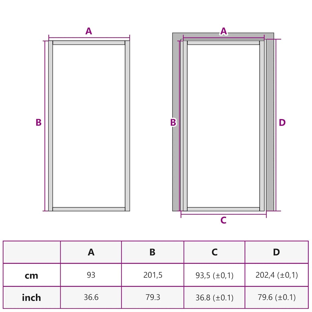 dør 93x201,5 cm sikkerhedsglas mat glas og aluminium sort