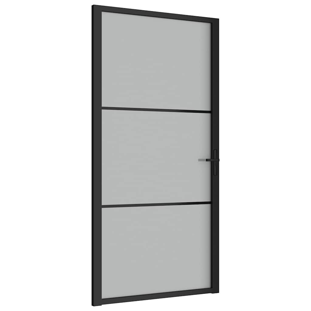 dør 102,5x201,5 cm sikkerhedsglas mat glas og aluminium sort