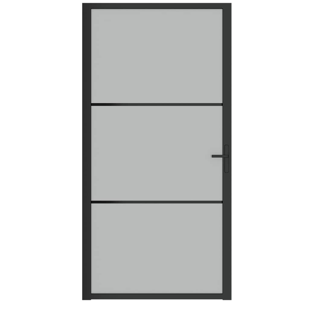 dør 102,5x201,5 cm sikkerhedsglas mat glas og aluminium sort