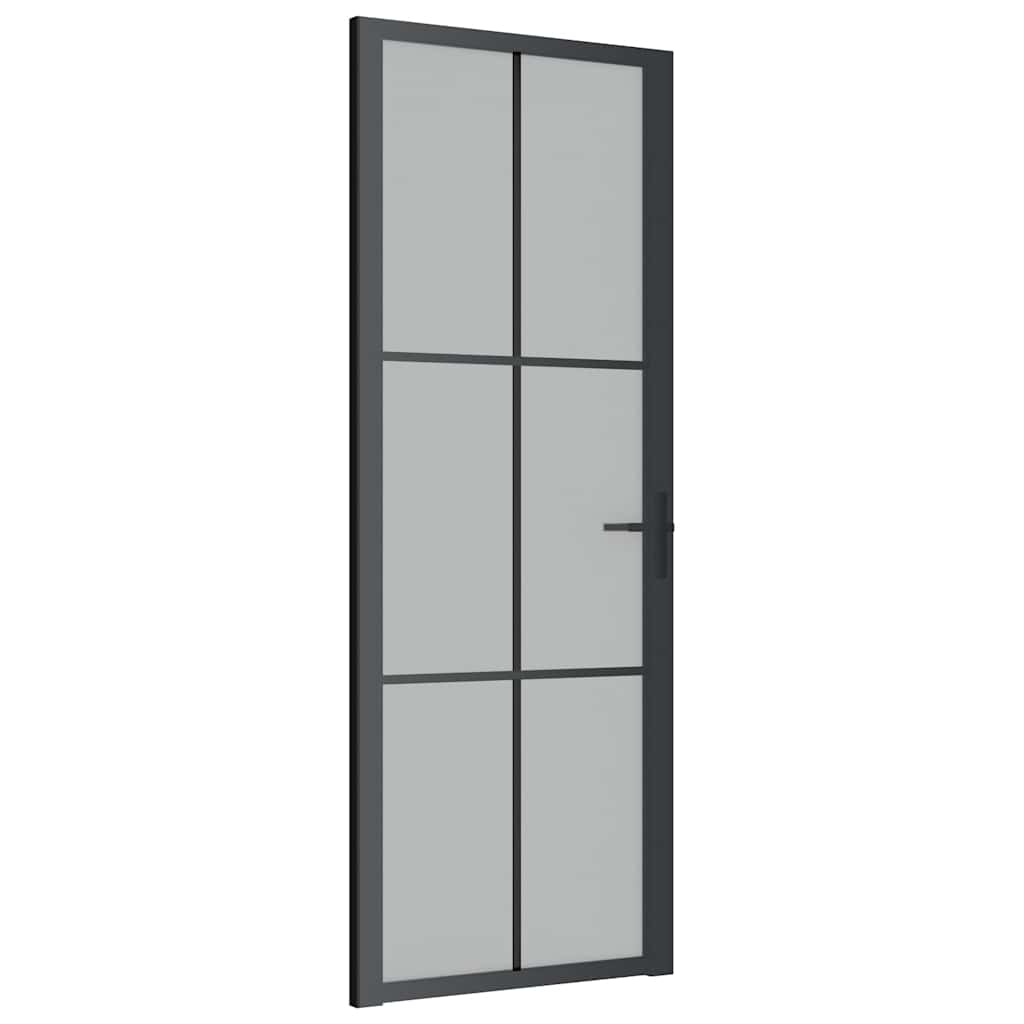 dør 76x201,5 cm mat glas og aluminium sort